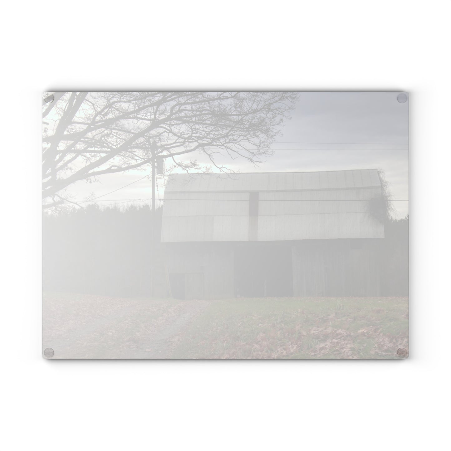 U R There Photography Grey Horse Barn Rustic Farmhouse Tempered-Glass Cutting Board