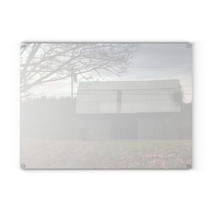 U R There Photography Grey Horse Barn Rustic Farmhouse Tempered-Glass Cutting Board