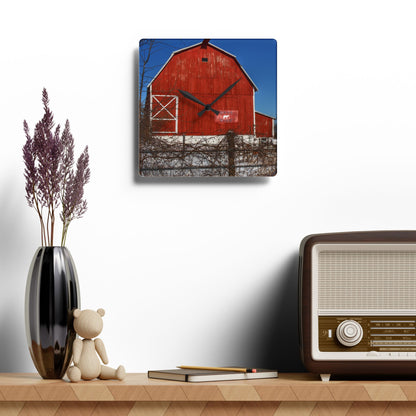 U R There Photography Vassar Red Wild Rustic Farmhouse Acrylic Analog Wall Clock