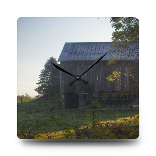 Summers Road Old Grey Rustic Farmhouse Acrylic Analog Wall Clock 10.75'' × 10.75'' (Square)