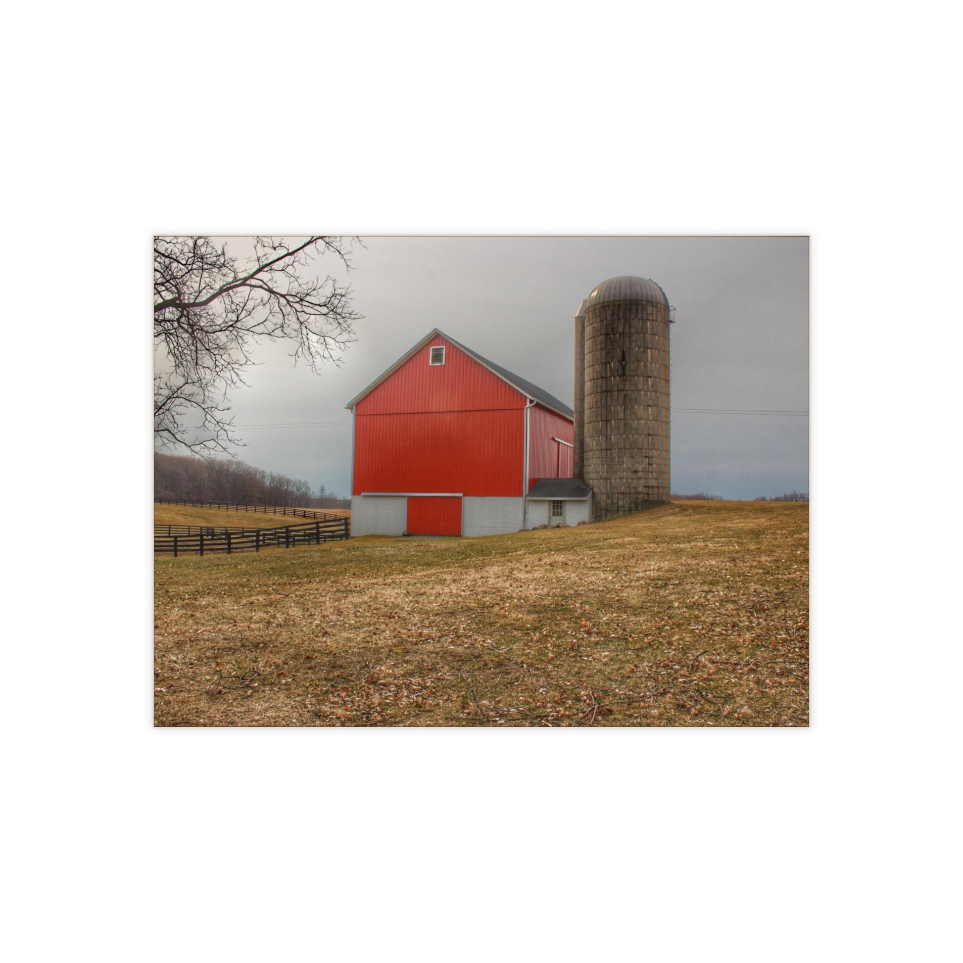 U R There Photography Brocker Road Red II Rustic Farmhouse Decorative Ceramic Tile 6" × 8" Glossy