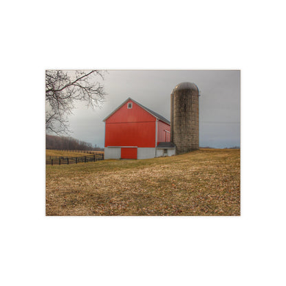 U R There Photography Brocker Road Red II Rustic Farmhouse Decorative Ceramic Tile 6" × 8" Glossy
