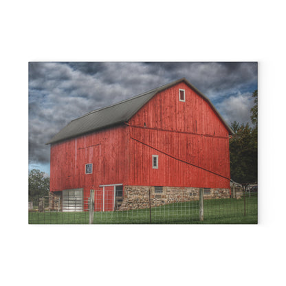 U R There Photography North Elba Road Red Rustic Farmhouse Tempered-Glass Cutting Board