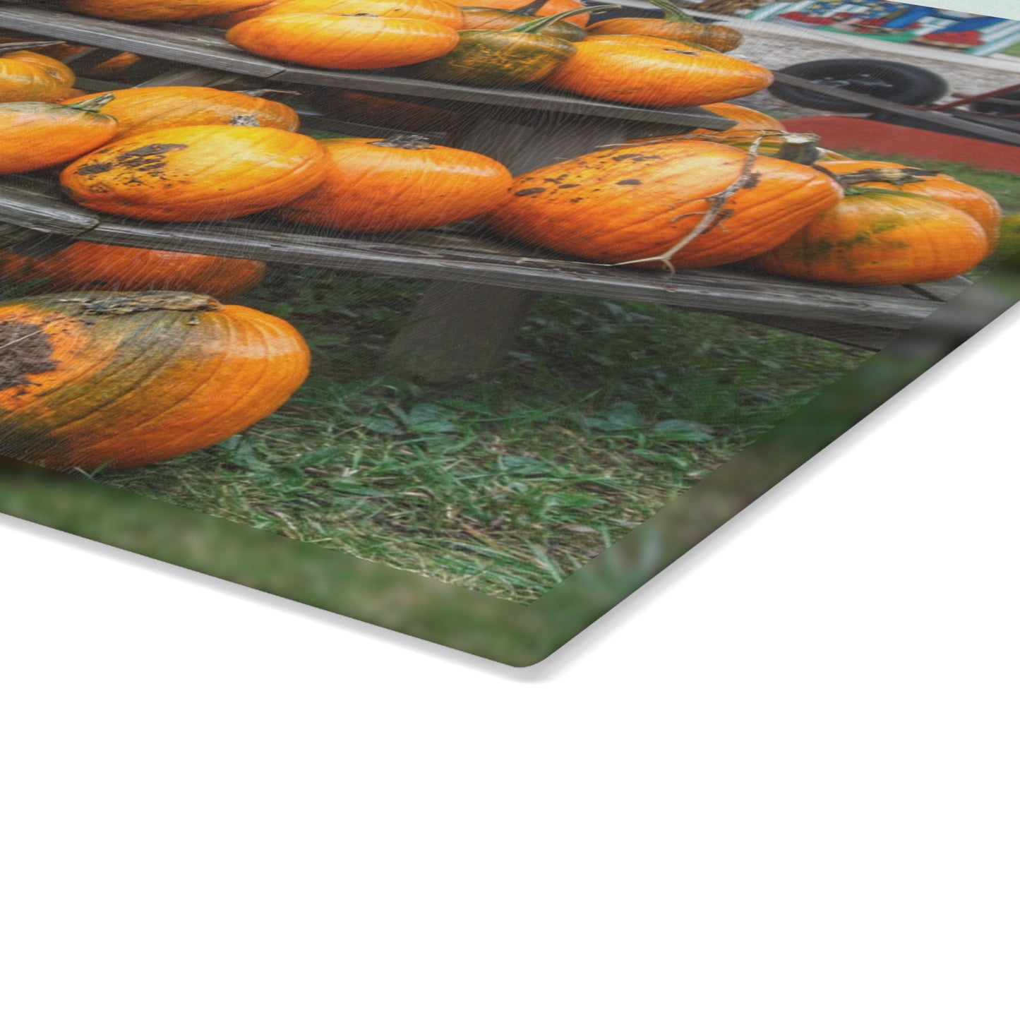 U R There Photography Tabletop Pumpkins Rustic Farmhouse Tempered-Glass Cutting Board
