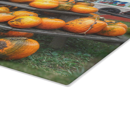 U R There Photography Tabletop Pumpkins Rustic Farmhouse Tempered-Glass Cutting Board