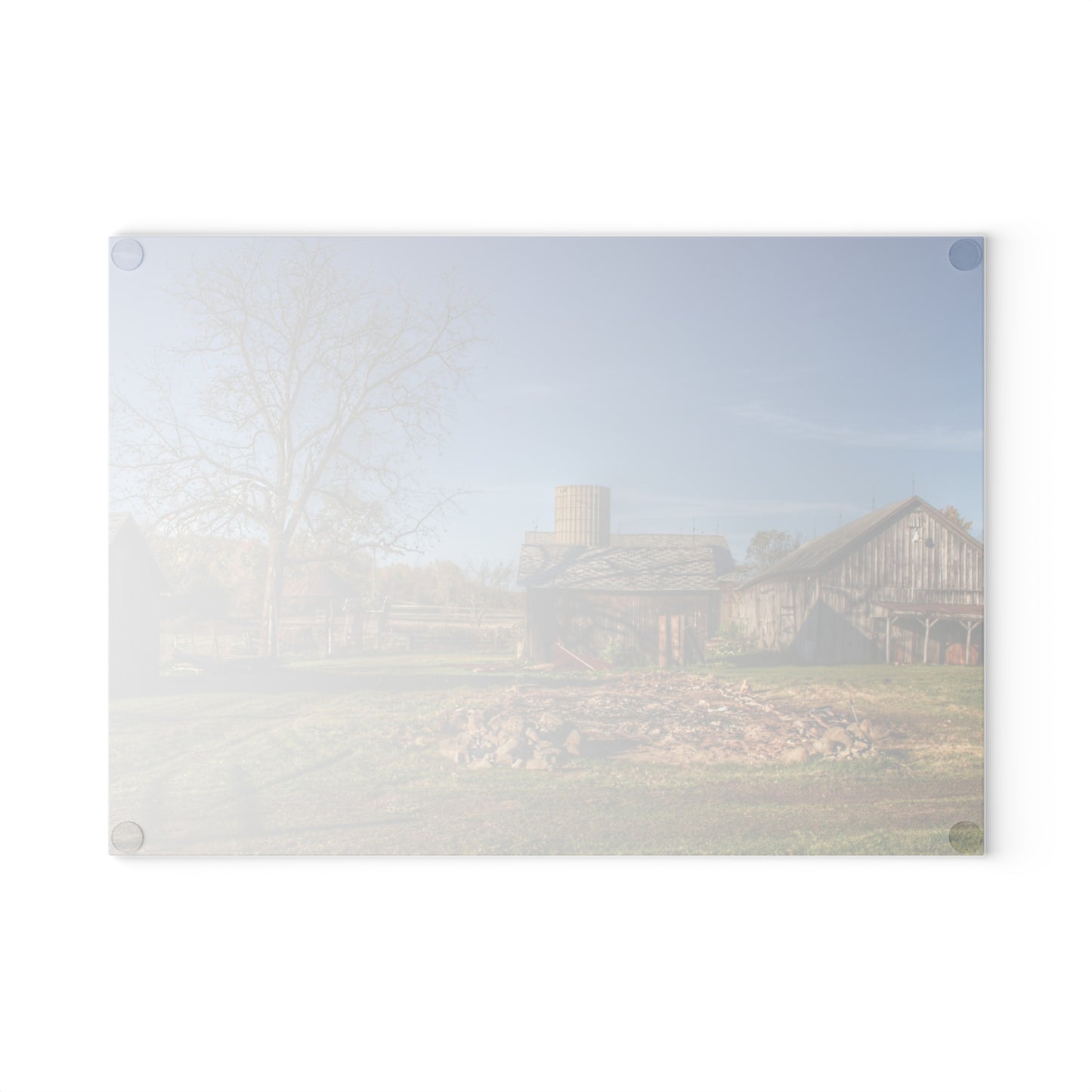 U R There Photography Bowers Road Greys I Rustic Farmhouse Tempered-Glass Cutting Board