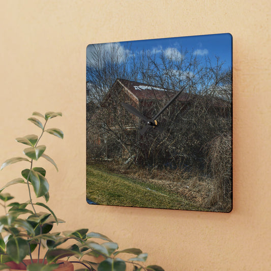 U R There Photography Buried Burnside Greys I Rustic Farmhouse Acrylic Analog Wall Clock