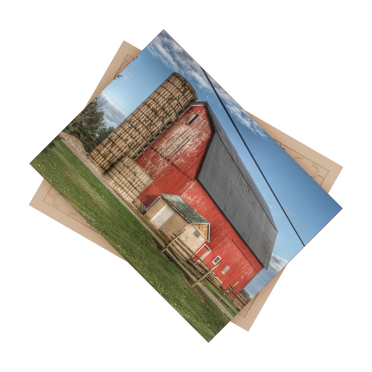 U R There Photography Brown City Lincoln Street Red Rustic Farmhouse Decorative Ceramic Tile 6" × 8" Glossy