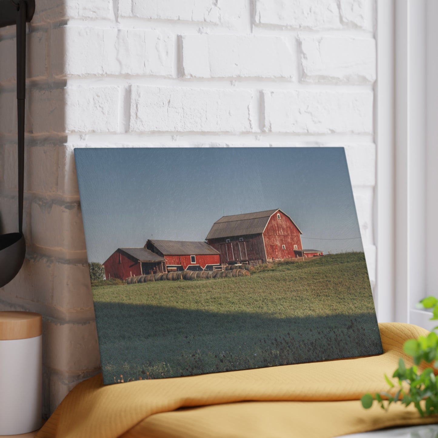 U R There Photography Across the Field in Millington Rustic Farmhouse Tempered-Glass Cutting Board