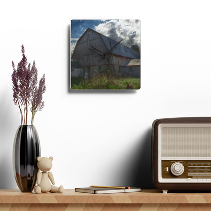 U R There Photography Sandusky Grey II Rustic Farmhouse Acrylic Analog Wall Clock