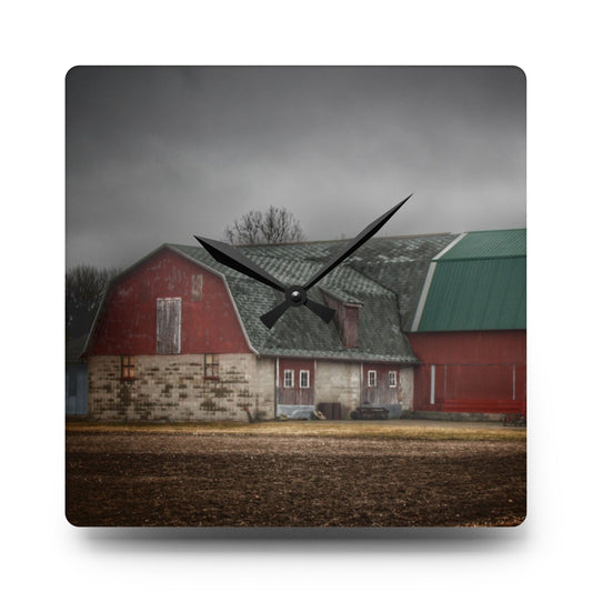 U R There Photography Arbela Reds Rustic Farmhouse Acrylic Analog Wall Clock 10.75'' × 10.75'' (Square)