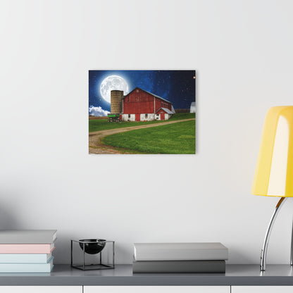 U R There Photography Fostoria Red in the Moonlight Rustic Farmhouse Acrylic Wall Print