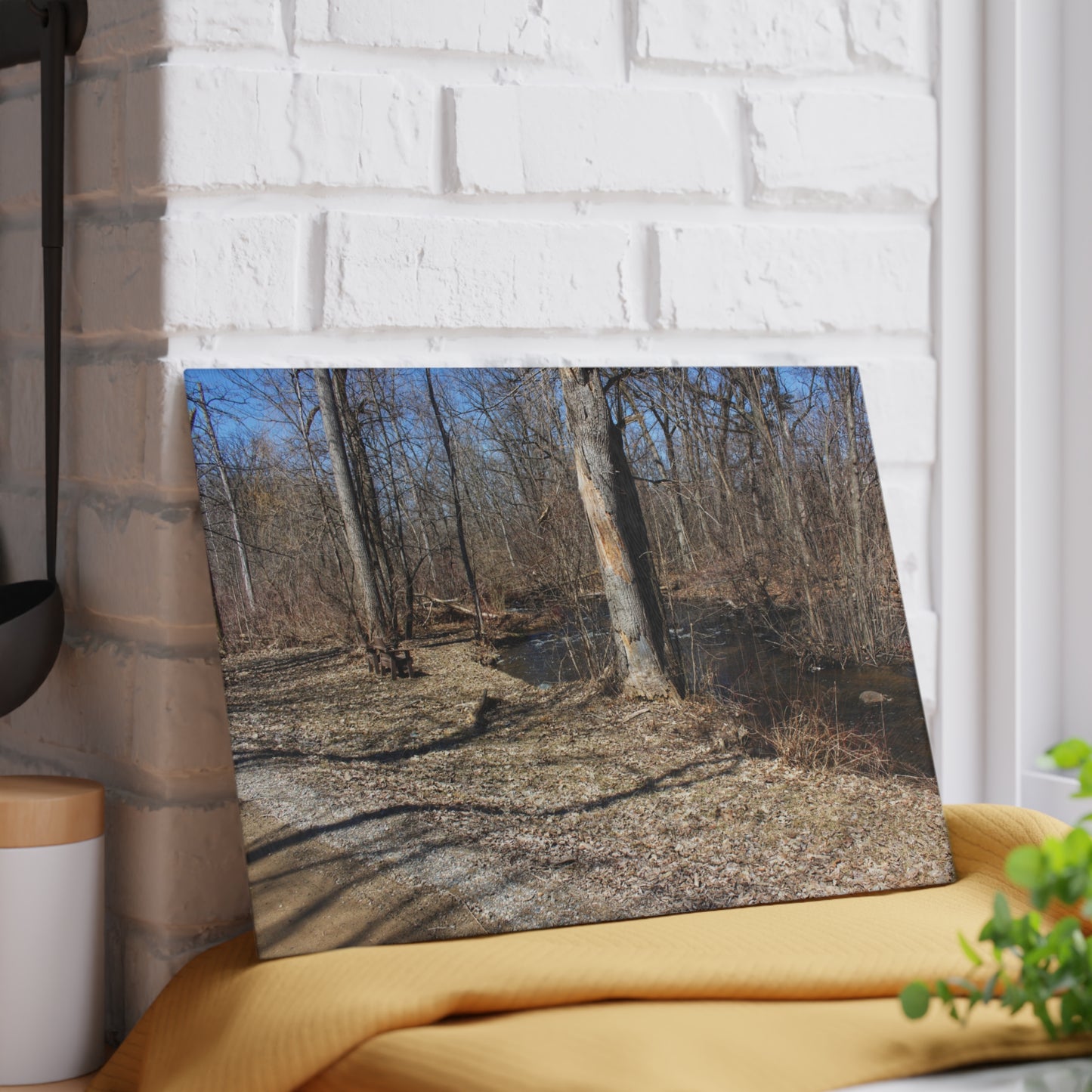 U R There Photography Creekside Seating Rustic Farmhouse Tempered-Glass Cutting Board