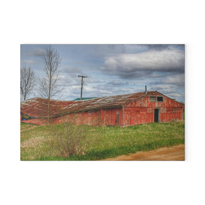 U R There Photography Centerline Sinking Shack Rustic Farmhouse Tempered-Glass Cutting Board