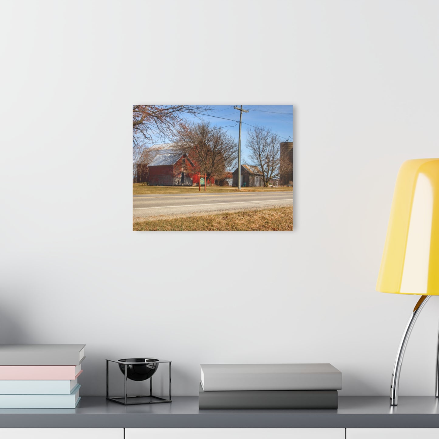 U R There Photography Otter Lake Centennial Reds Rustic Farmhouse Acrylic Wall Print