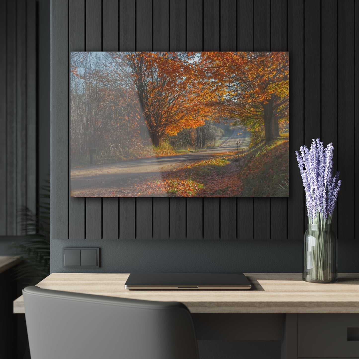U R There Photography Fall on Oak Road Rustic Farmhouse Acrylic Wall Print