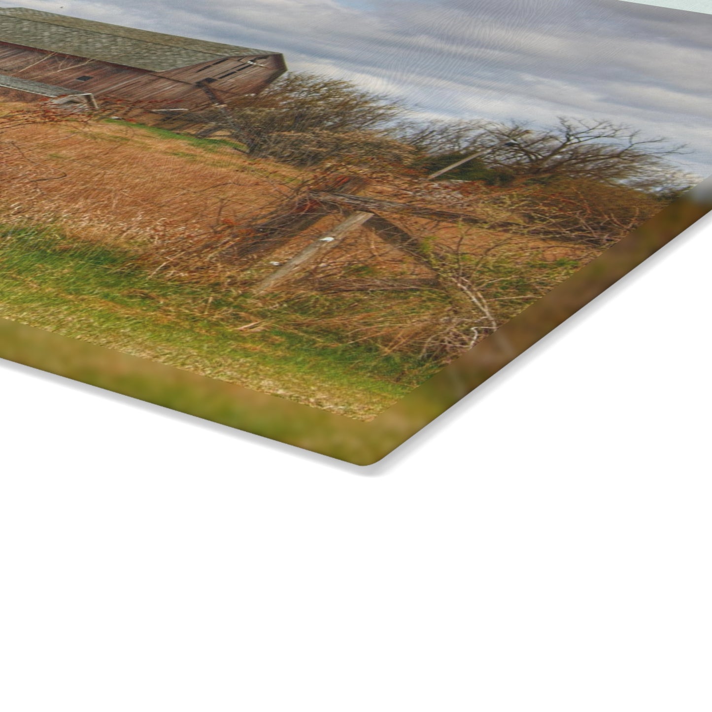 U R There Photography Clothier Road Red II Rustic Farmhouse Tempered-Glass Cutting Board