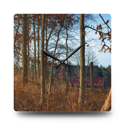 U R There Photography Blood Road Red II Rustic Farmhouse Acrylic Analog Wall Clock