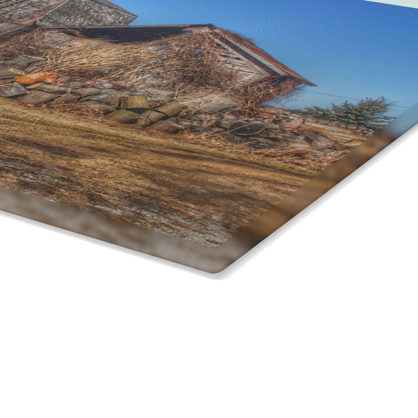 U R There Photography Dutcher Road Grey Rustic Farmhouse Tempered-Glass Cutting Board