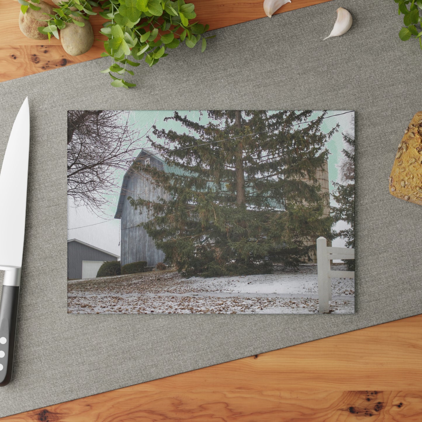 U R There Photography Hollow Corners Hidden Rustic Farmhouse Tempered-Glass Cutting Board