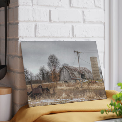 U R There Photography Norway Lake Road Grey Rustic Farmhouse Tempered-Glass Cutting Board