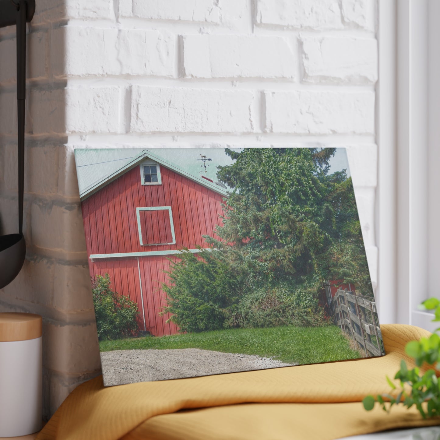 U R There Photography Modern Red I Rustic Farmhouse Tempered-Glass Cutting Board