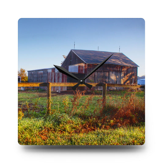 Hunters Creek Grey Saltbox Rustic Farmhouse Acrylic Analog Wall Clock 10.75'' × 10.75'' (Square)