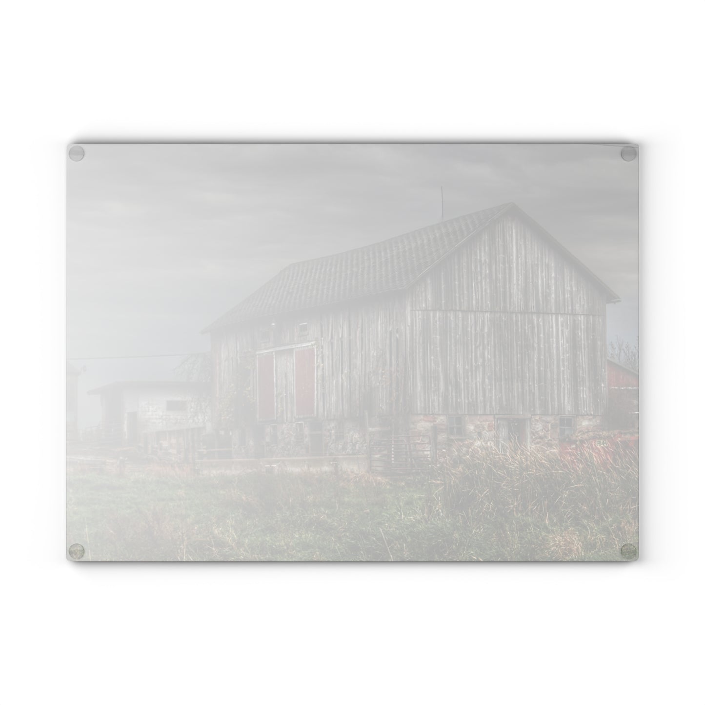 U R There Photography Swaffer Road Grey Rustic Farmhouse Tempered-Glass Cutting Board