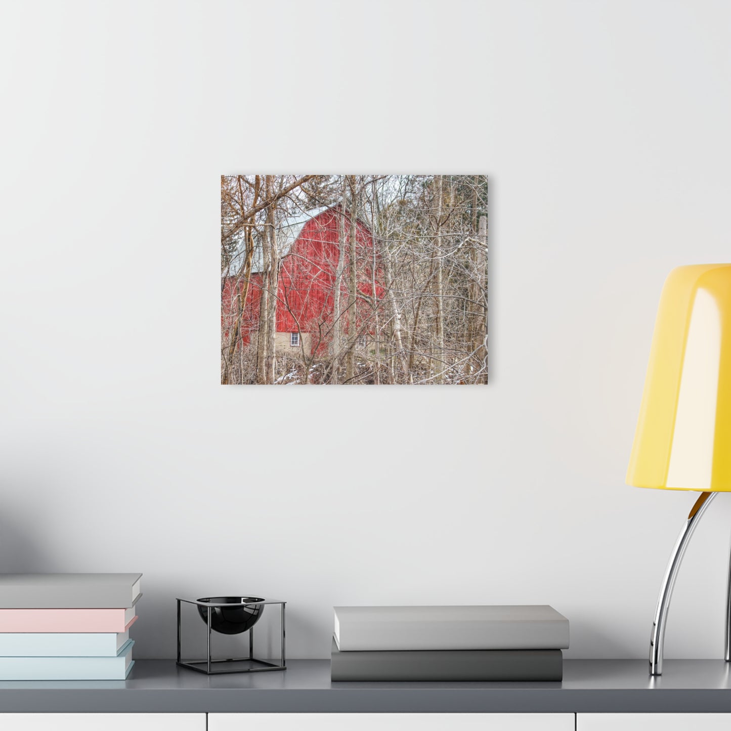 U R There Photography Lake Pleasant Hidden Red Rustic Farmhouse Acrylic Wall Print