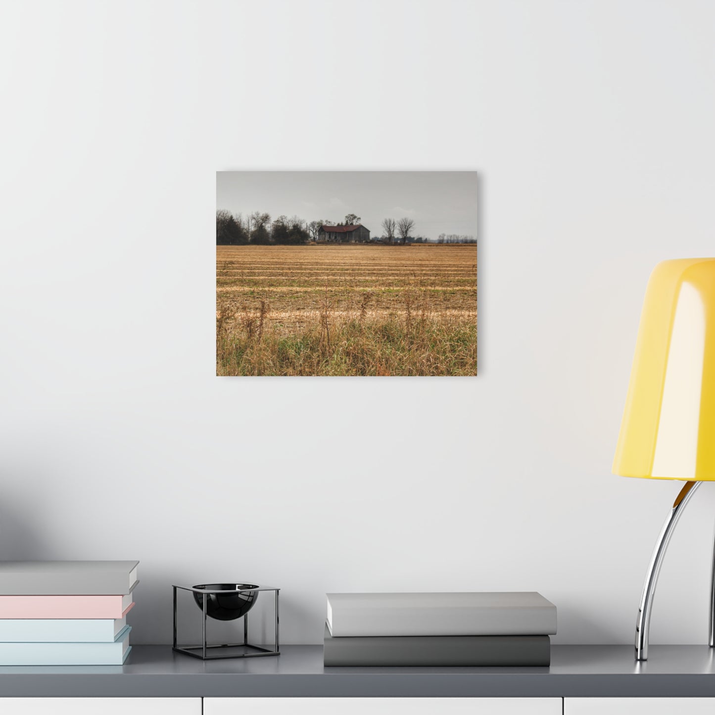 U R There Photography Freiberger Road Grey Across the Field Rustic Farmhouse Acrylic Wall Print