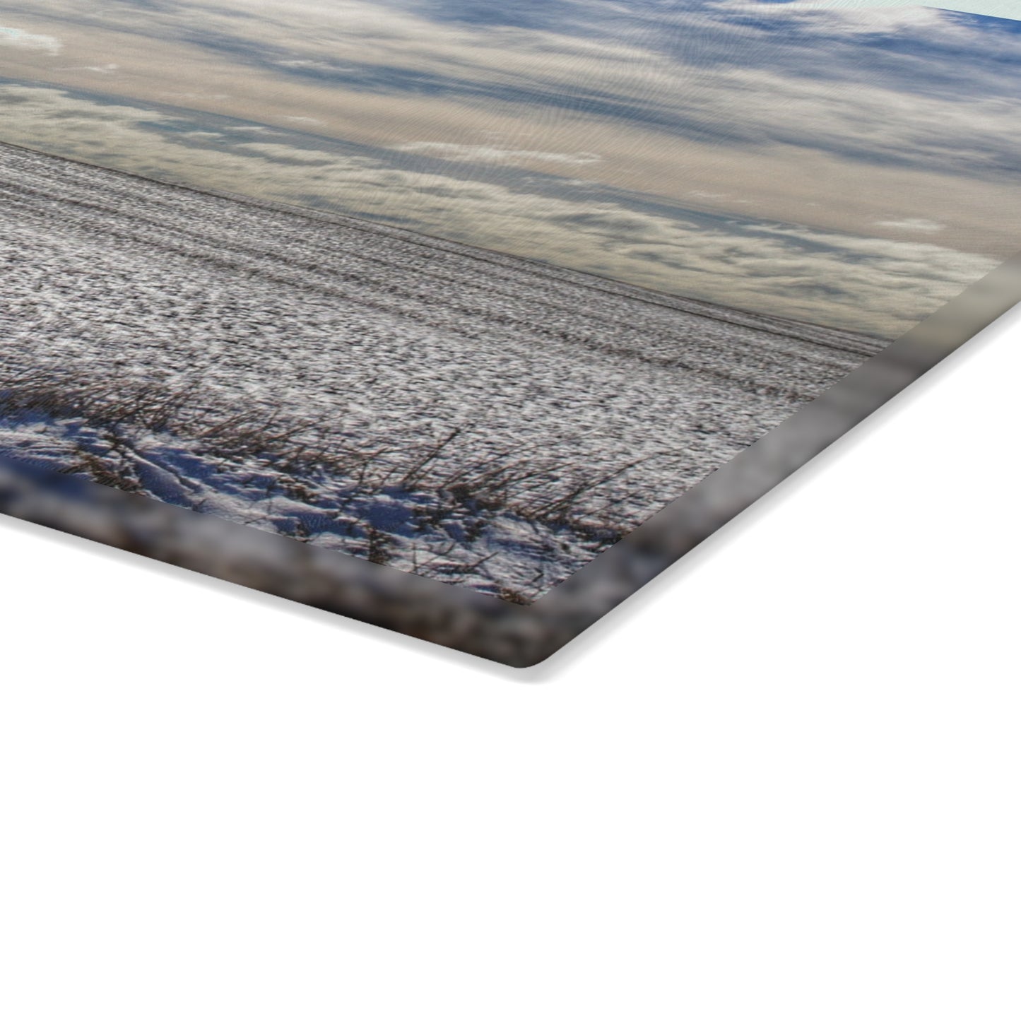 U R There Photography Early Spring Grey I Rustic Farmhouse Tempered-Glass Cutting Board