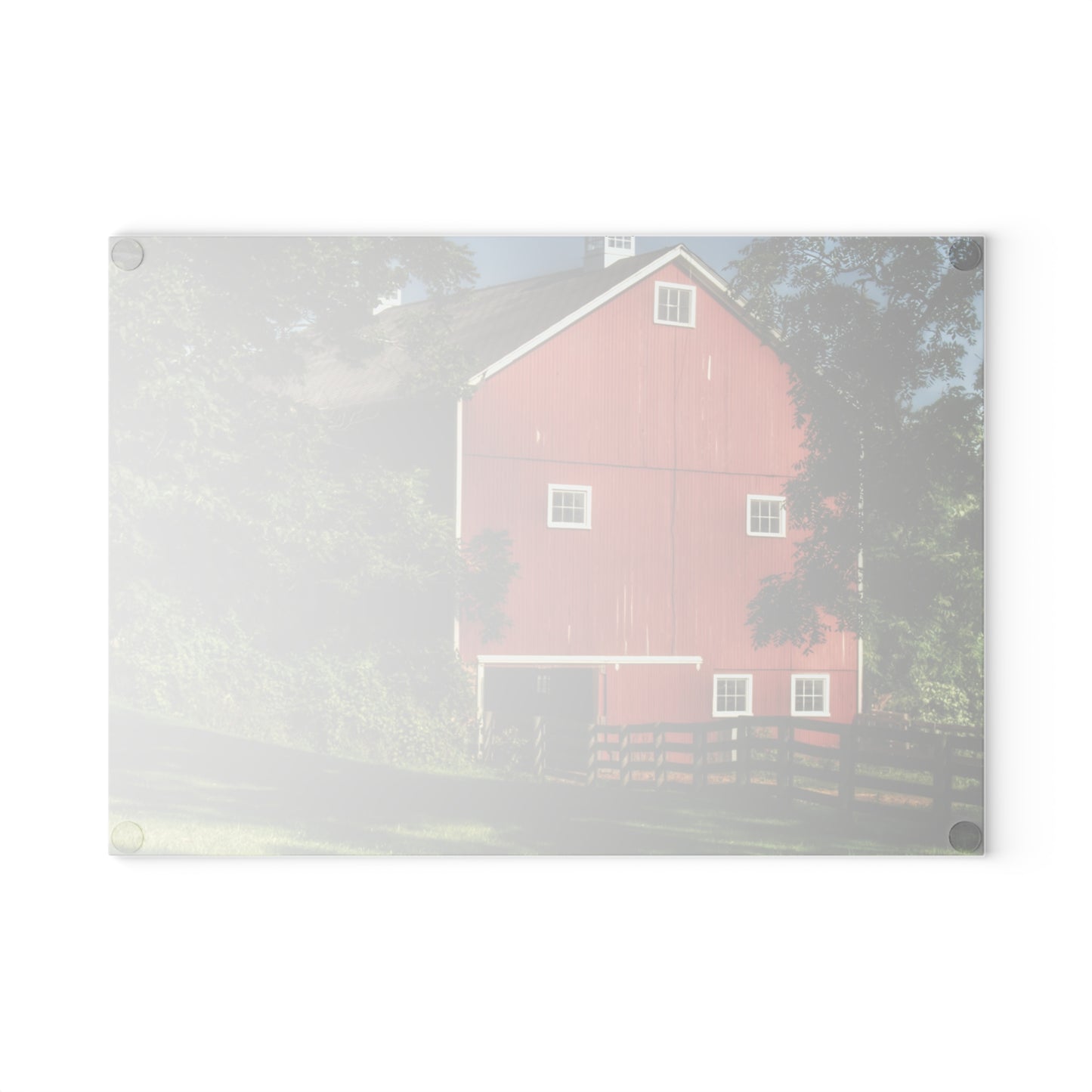 U R There Photography Oxford Red Rustic Farmhouse Tempered-Glass Cutting Board