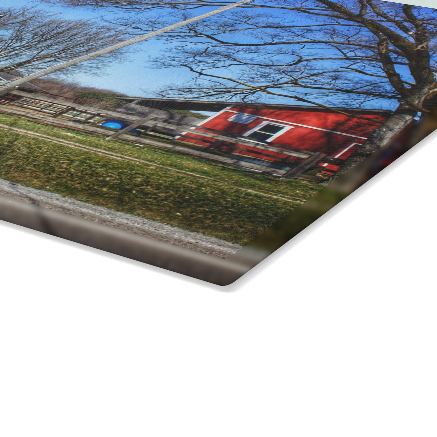 U R There Photography Imlay Reds Rustic Farmhouse Tempered-Glass Cutting Board