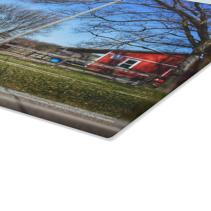 U R There Photography Imlay Reds Rustic Farmhouse Tempered-Glass Cutting Board