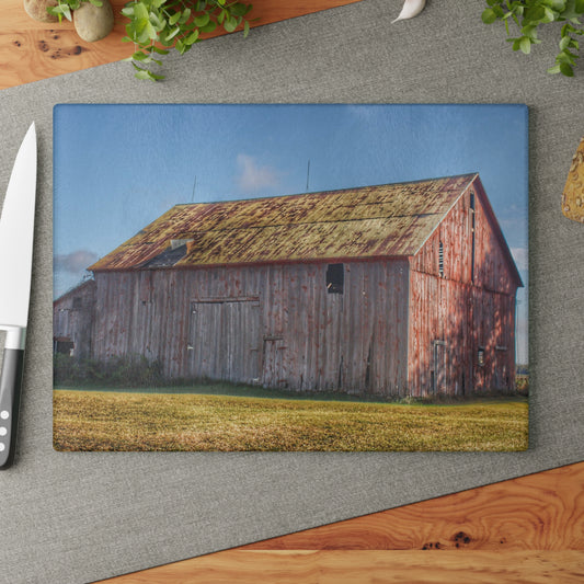 U R There Photography Fargo Road Saltbox Rustic Farmhouse Tempered-Glass Cutting Board
