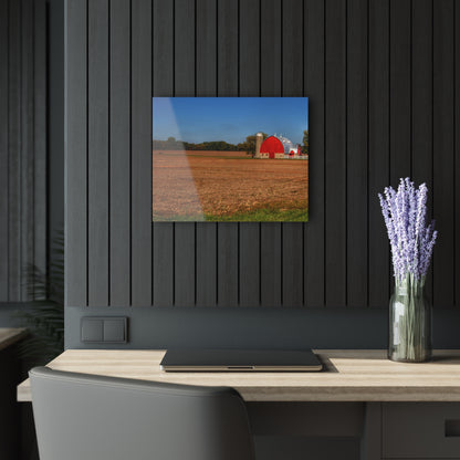U R There Photography Brown City Wellman Line Road Red Rustic Farmhouse Acrylic Wall Print