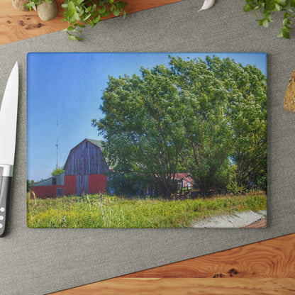 U R There Photography East Farrand Grey Rustic Farmhouse Tempered-Glass Cutting Board