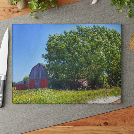 U R There Photography East Farrand Grey Rustic Farmhouse Tempered-Glass Cutting Board