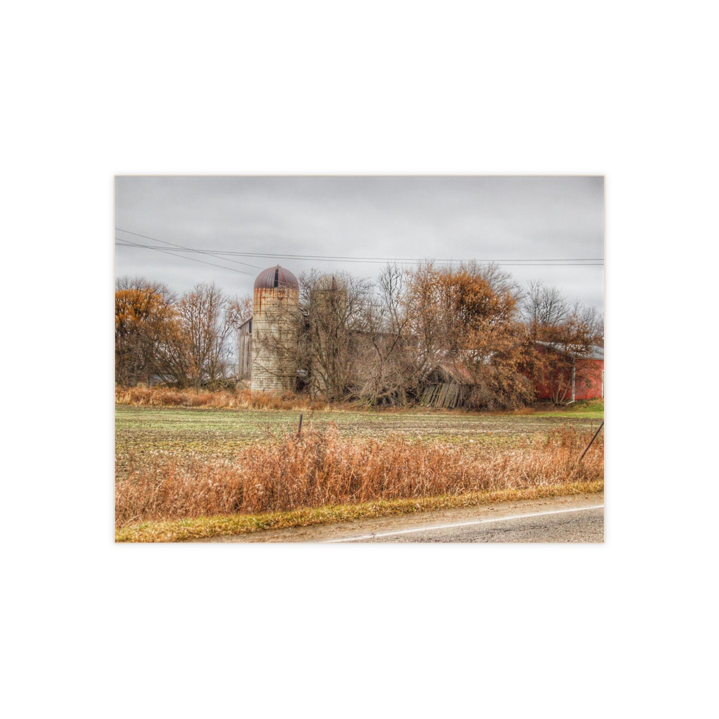 U R There Photography Burnside Road Grey II Rustic Farmhouse Decorative Ceramic Tile