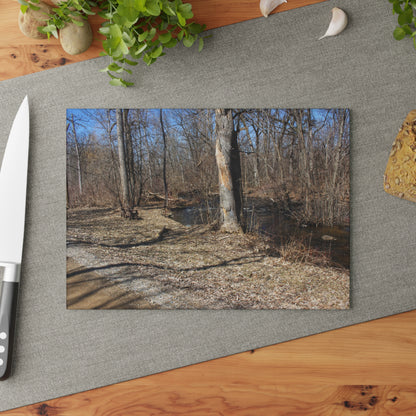 U R There Photography Creekside Seating Rustic Farmhouse Tempered-Glass Cutting Board