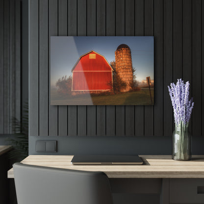 U R There Photography Klam Road Red Meets Foggy Sunrise I Rustic Farmhouse Acrylic Wall Print