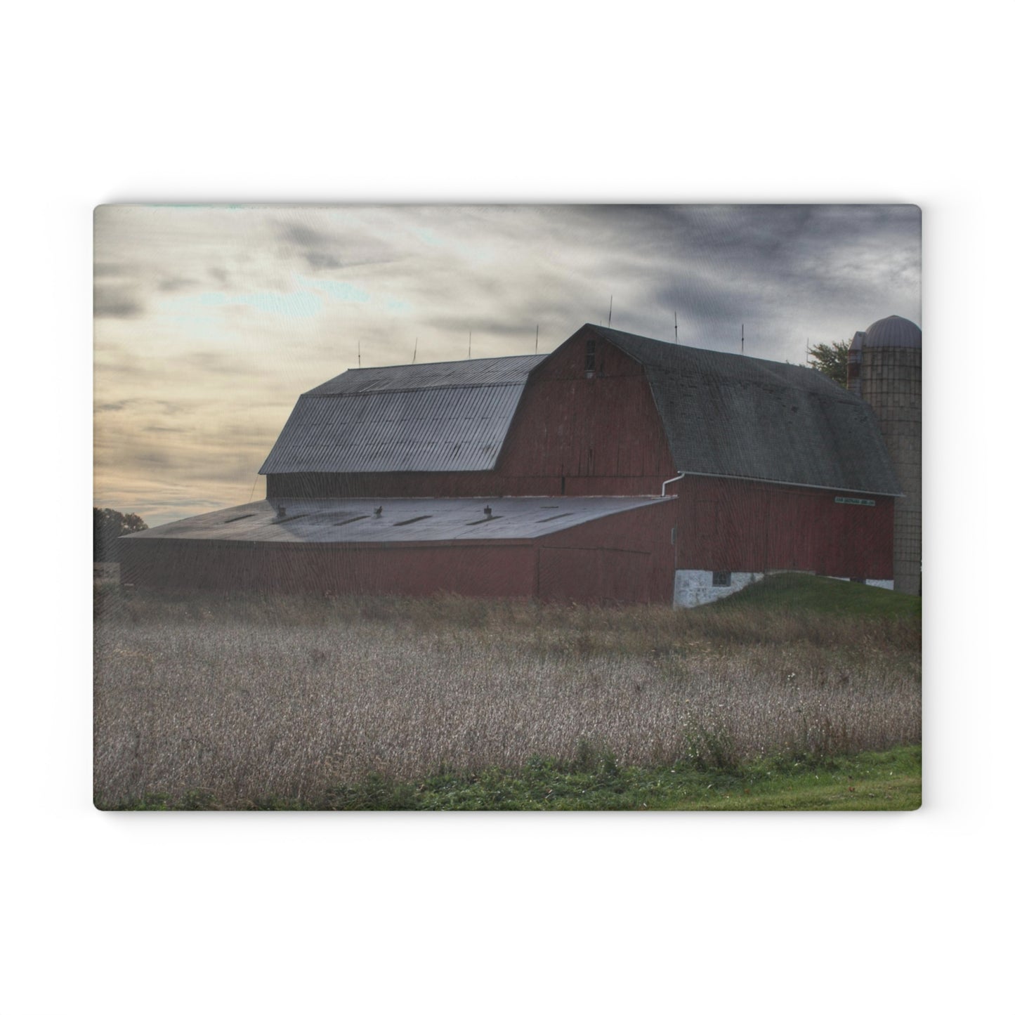 U R There Photography Brown City Red I Rustic Farmhouse Tempered-Glass Cutting Board