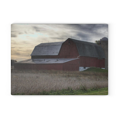 U R There Photography Brown City Red I Rustic Farmhouse Tempered-Glass Cutting Board