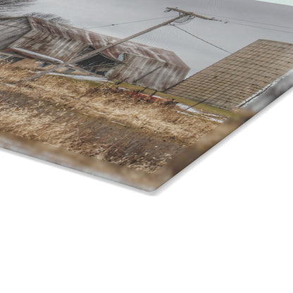 U R There Photography Norway Lake Road Grey Rustic Farmhouse Tempered-Glass Cutting Board