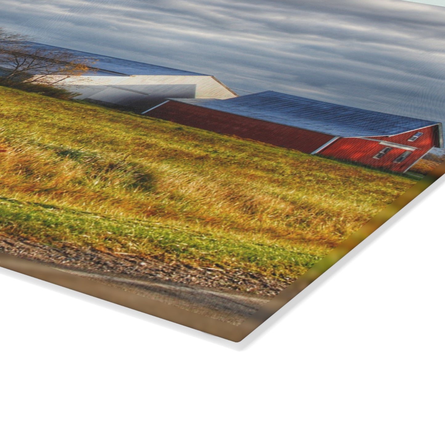 U R There Photography Marlette Road Farm I Rustic Farmhouse Tempered-Glass Cutting Board