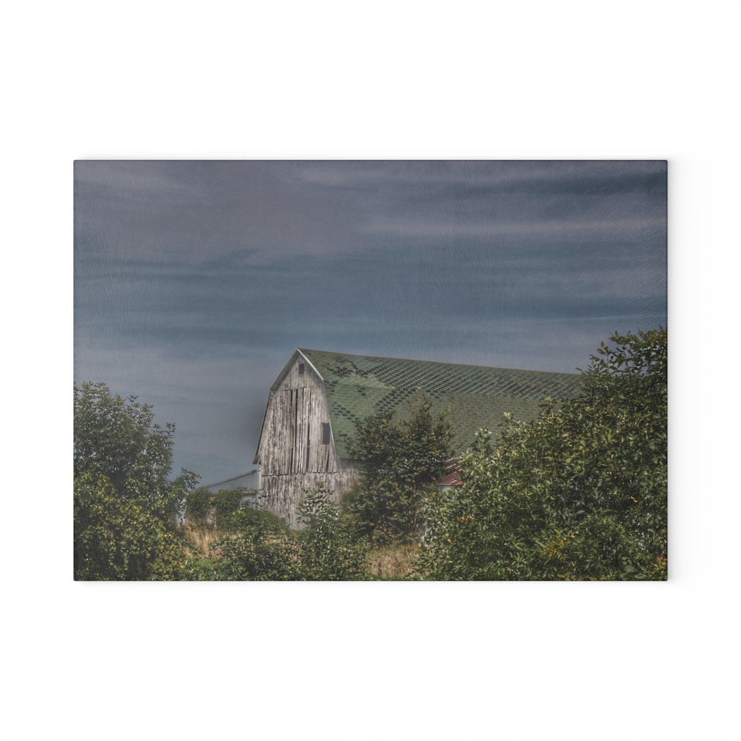 U R There Photography Hill Road Hidden Grey II Rustic Farmhouse Tempered-Glass Cutting Board