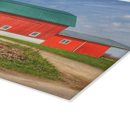 U R There Photography Coldwater Road Red II Rustic Farmhouse Tempered-Glass Cutting Board
