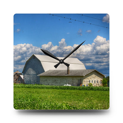 U R There Photography Lake Road Whites Rustic Farmhouse Acrylic Analog Wall Clock