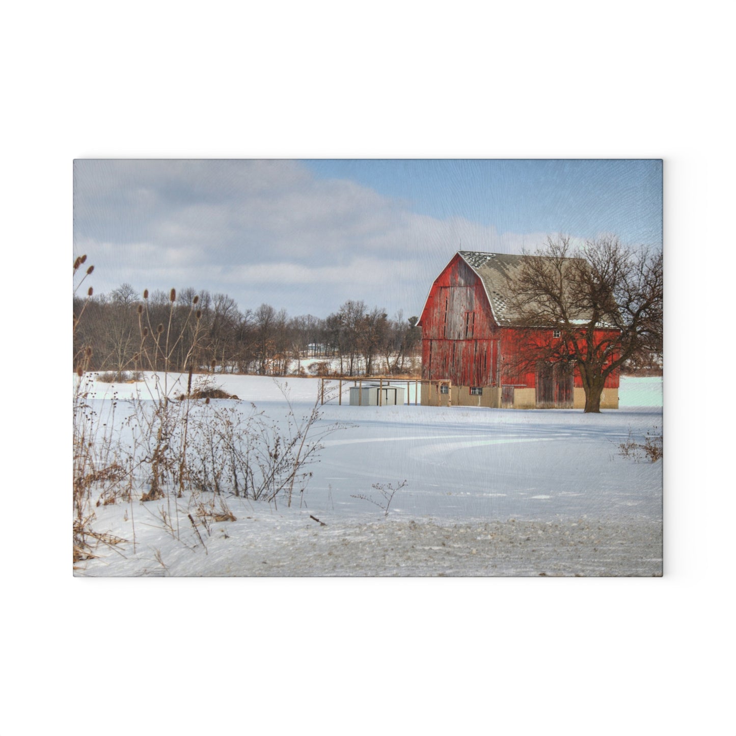 U R There Photography Oregon Road Hillside Red Rustic Farmhouse Tempered-Glass Cutting Board