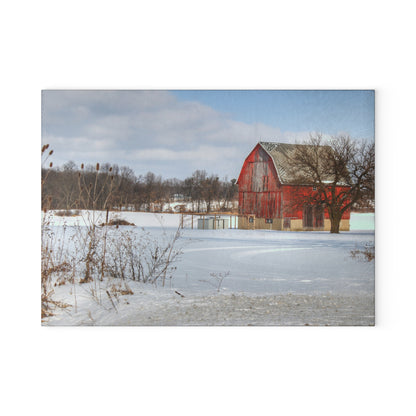 U R There Photography Oregon Road Hillside Red Rustic Farmhouse Tempered-Glass Cutting Board